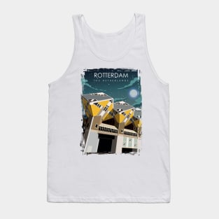 Rotterdam The Netherlands Vintage Minimal Retro Travel Poster at Night Tank Top